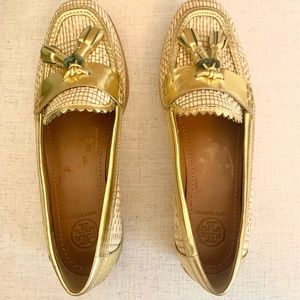 Tory Burch Careen Metallic Gold Loafers